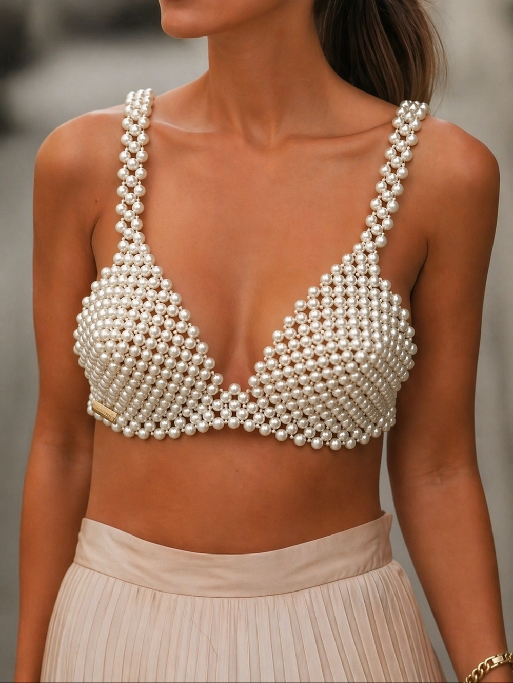 Pearl beaded bralette top